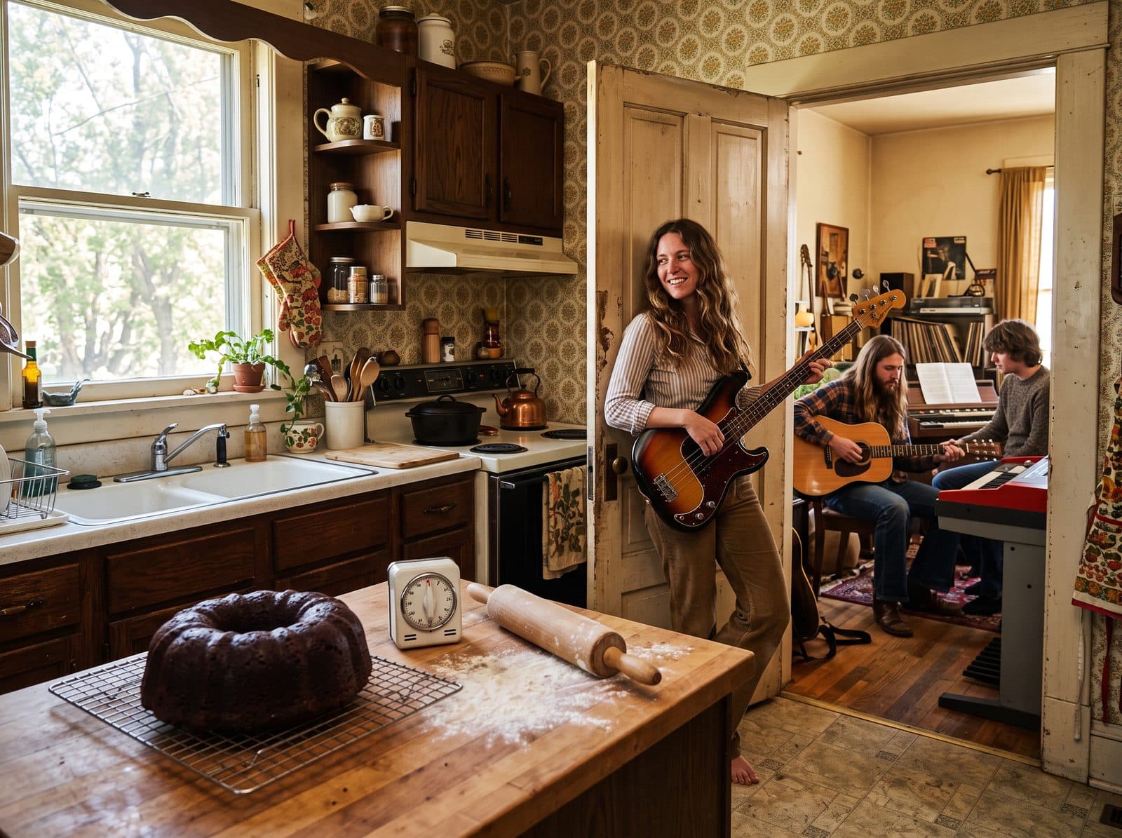 The kitchen on Mapleton Avenue during a jam